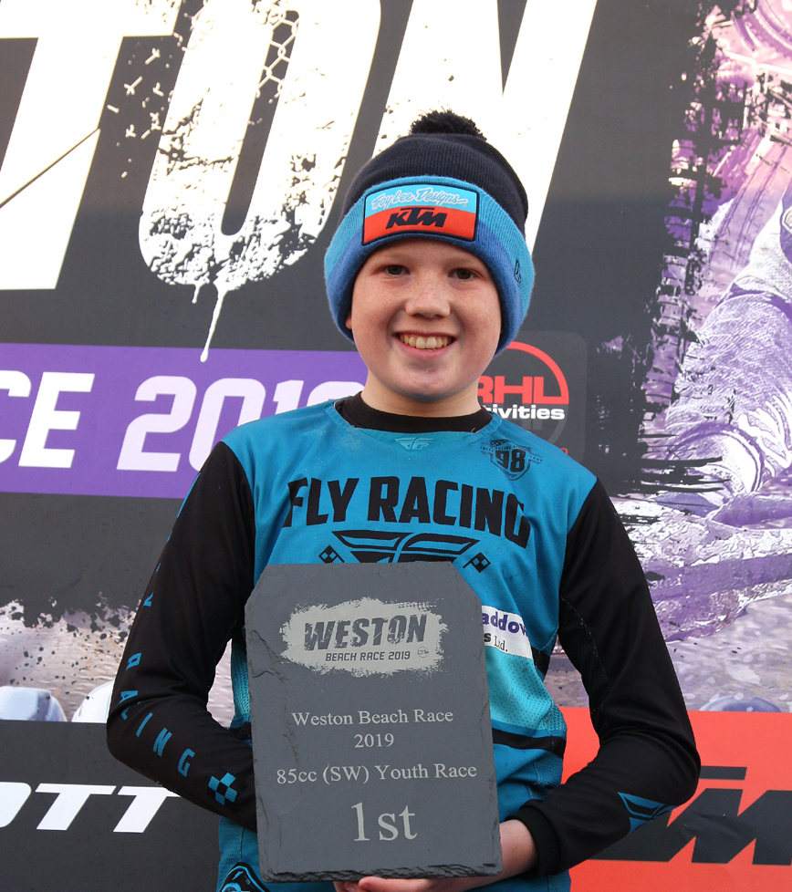 2019 Weston Beach Race 85cc - Small Wheel Winner Graham Haddow